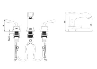 Смеситель для раковины на 3 отверстия Wonzon & Woghand Steam WW-88159008-CR хром